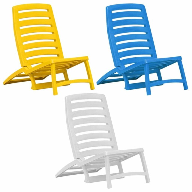 vidaXL Folding Plastic Beach Chair Yellow (Pack of 4) for sale online