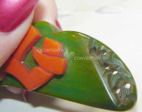 Oriental Inspired 4" Bakelite Pin guaranteed 1940's - Picture 9 of 11
