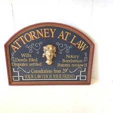 Attorney At Law Wood Plank Sign Office Shingle