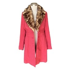 Rampage Faux Fur Pea Coat Sz M Midi Length 