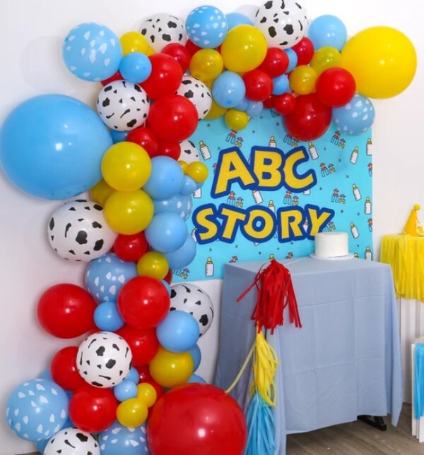 Toy Inspired Story Party Balloons, 75 Pcs Cow Pattern Clouds Printed