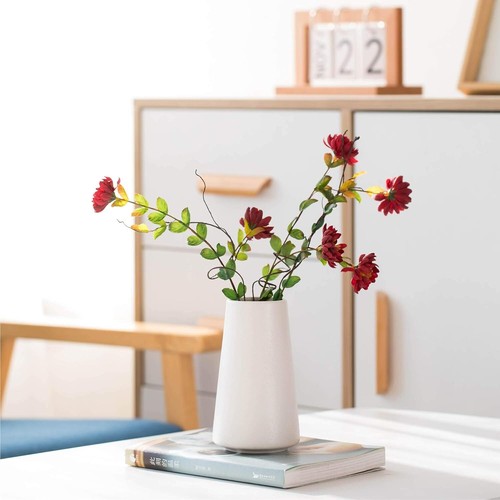 Bright White Vase 6“ Ceramic Flower vase for Home Decor, Table Shelf Living Room - Picture 9 of 12