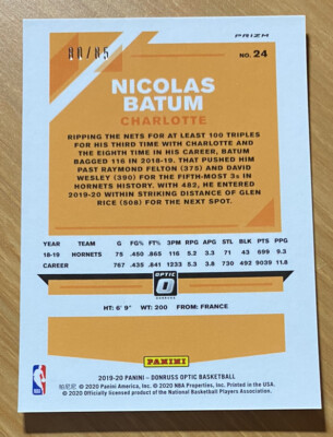 NICOLAS BATUM 2019-20 Panini DONRUSS OPTIC FAST BREAK RED PRIZM #D