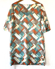 To The Max Aline Dress Womens Medium Mutilcolor Lined Ruffle Short Sleeve Office