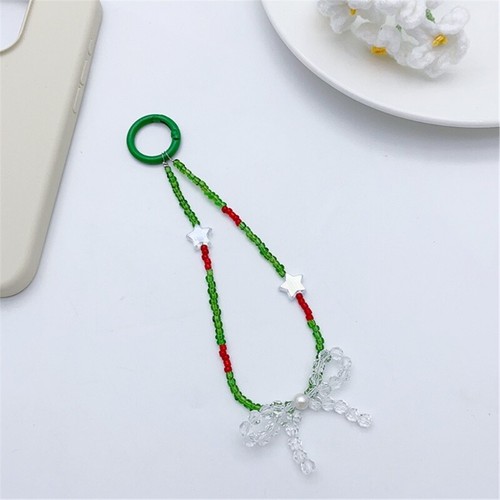 Beaded Bowknot Pendant Phone Straps Lanyard Y2K Style Pocket Keychain Strap - Zdjęcie 3 z 8