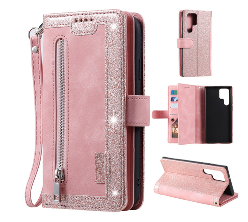 For iPhone/Samsung Zipper Women PU Leather Card Kickstand Magnetic Wallet Case - 第 15/16 張圖片