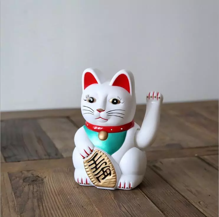 26cm/10.2 Lucky Cat MANEKI NEKO Beckoning Waving Arm Wealth Prosperity  FengShui