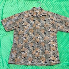 Mens Pierre Cardin Size L button up shirt cotton Multi Leafs Bin2