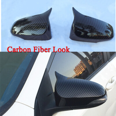 2x Carbon Fiber Look Ox Horn Rear View Mirror Cover Cap For 2012-17 Toyota Camry