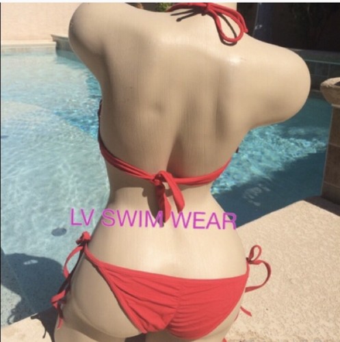 Red fringe tassel scrunch butt bikini small nwot - Picture 2 of 2
