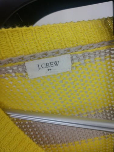 J. Crew Women's Bright Yellow Striped 100% Loose Knit Linen Sweater - Picture 5 of 5