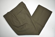 1995-2004 Corbin Solid Green Wool Dress Flat Front Trousers Size: 37x28