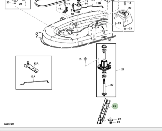 Genuine John Deere Ride on Lawnmower Blade AM141034 High Lift 42