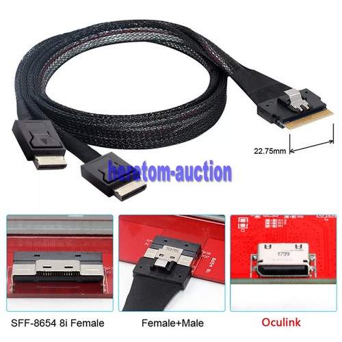 Ultraport Slimline SAS Slim 4.0 SFF-8654 8i 74pin to Dual Oculink SFF-8611 Cable - 第 5/20 張圖片