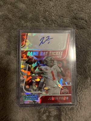 2021 Justin Fields Rookie Auto Panini Contenders cracked ice /23 Bears OSU