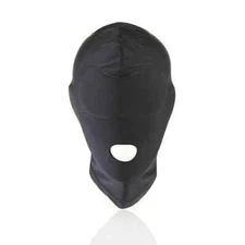 Spandex Open Mouth Hood Mask with Padded Blindfold