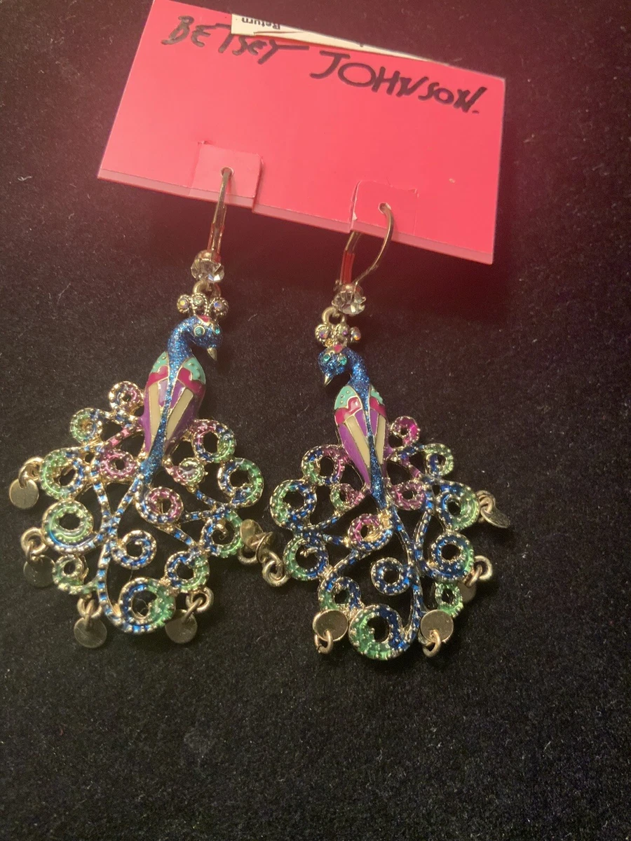 Betsey johnson peacock sale earrings