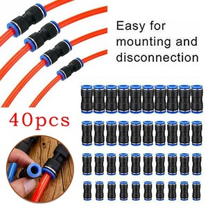 40 Pcs Straight Connectors Puch Pneumatic Fittings Air Line Quick Hose Repair