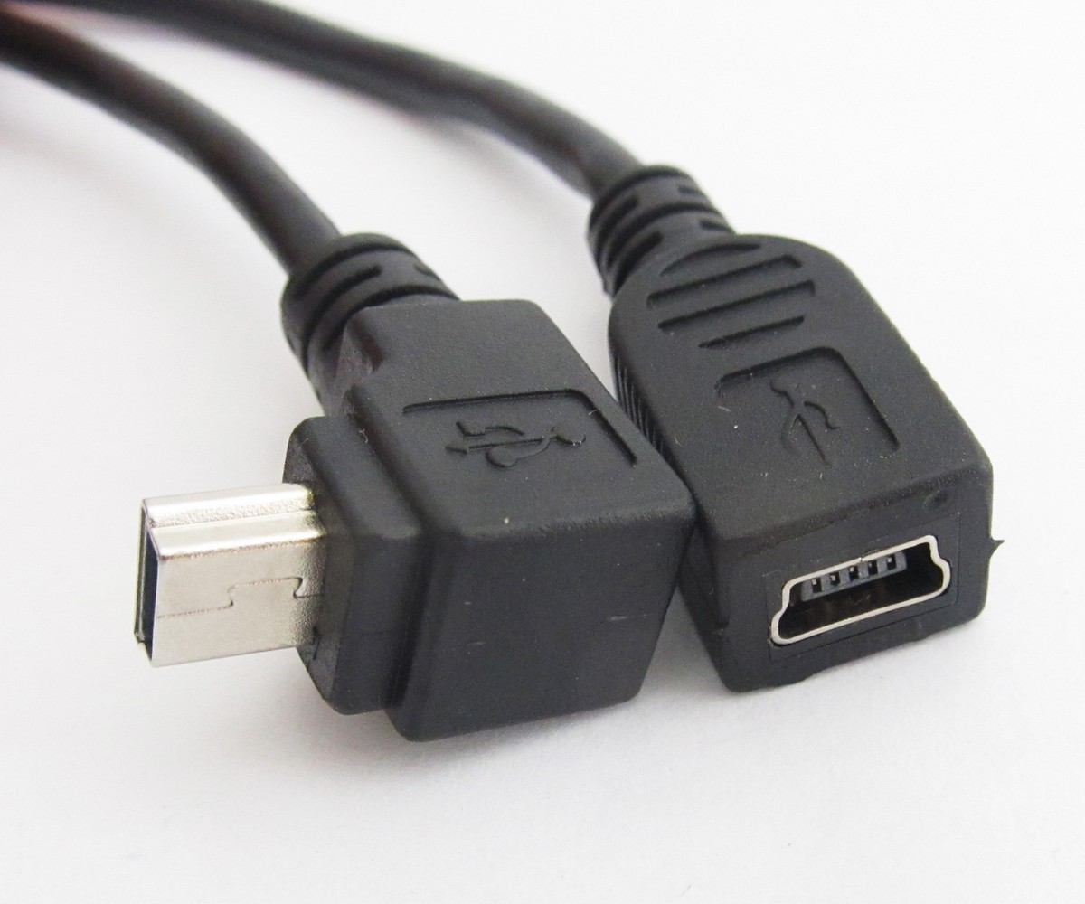 100pcs USB B Type Mini 5pin Male To Female Right Angle UP