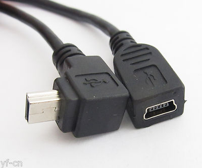 100pcs USB B Type Mini 5pin Male To Female Right Angle UP Direction Cable Cord