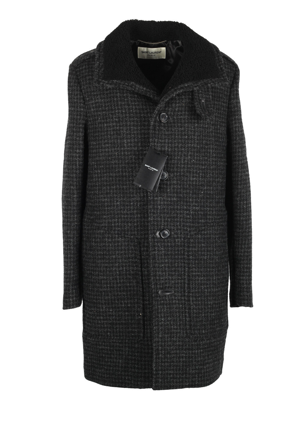 Cappotto shearling grigio Saint Laurent Paris taglia 48 38R Stati Uniti Giacca Nuova W...