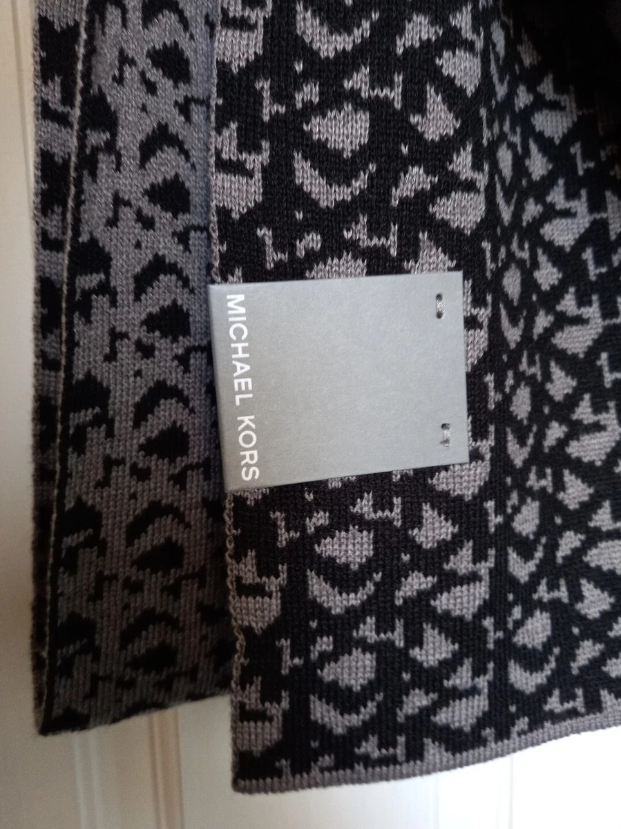 NEW MICHAEL KORS Men s BLACK Winter SCARF Logo Monogram RRP 68.00 GIFT