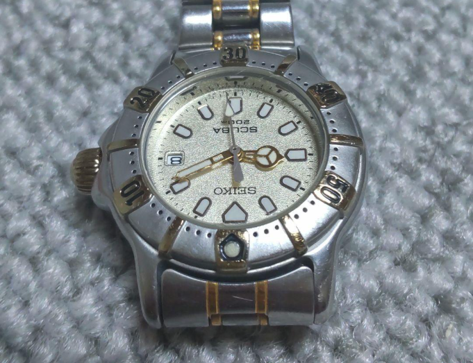 SEIKO SCUBA 7N85-0040 Quartz Women's Diver Watch 28mm Two