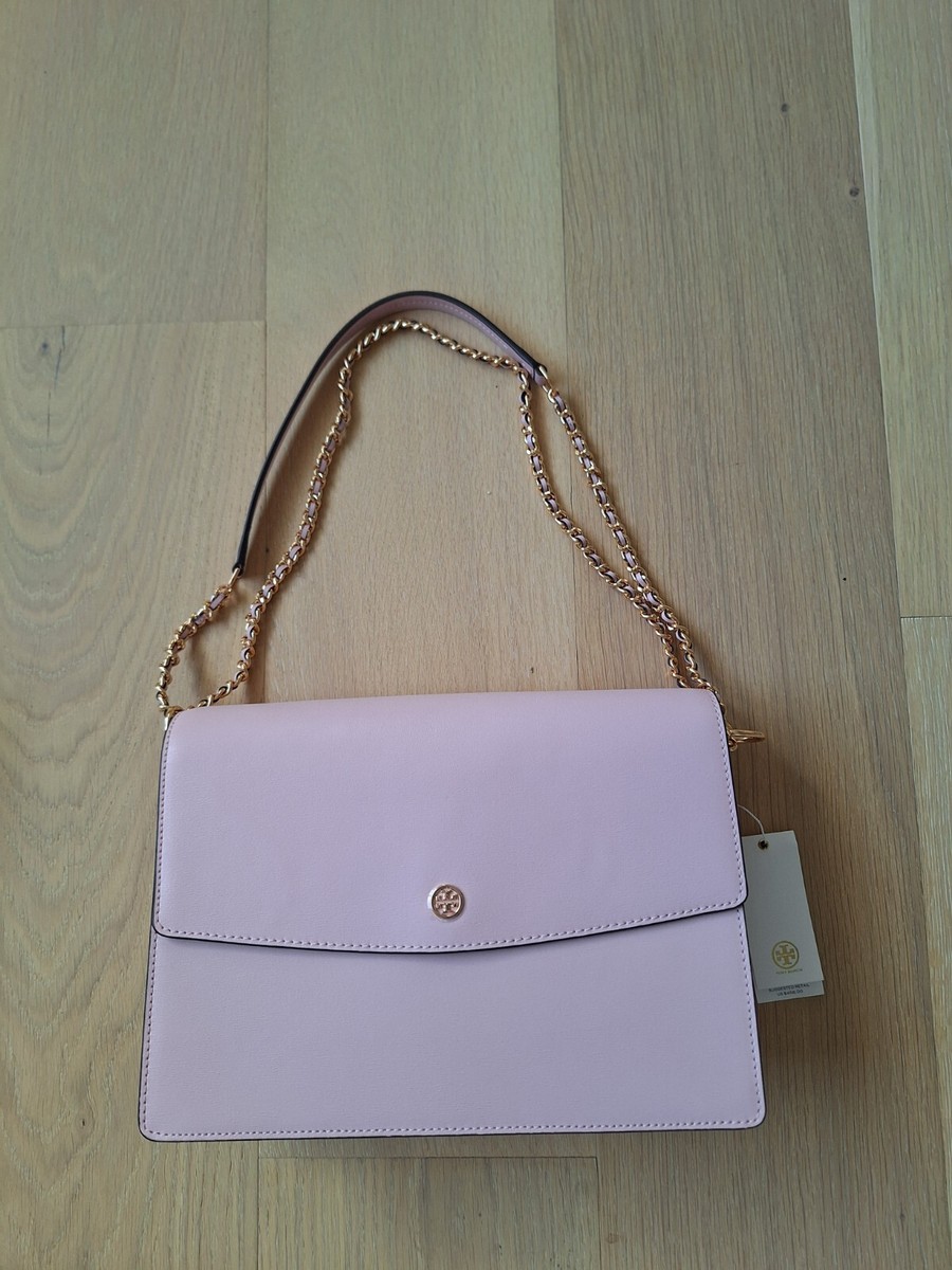 可愛い◎【Tory Burch 】バックルスライド ピンク ゴールド Tory Burch Women's Small Britten Pebbled Leather Combo