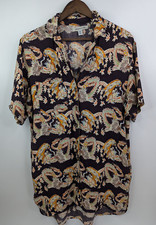Urban Outfitters Dragon & Tiger Battle Print Button Shirt Dress Pockets Medium