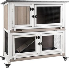 PETSCOSSET Rabbit Hutch Indoor Wooden Bunny Hutch Rabbit Cage Outdoor Bunny Cage