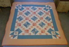 Spring Pastel Flower Floral American Made Cotton Country Charm Quilt