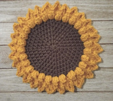 handmade crochet sunflower coaster doily kitchen trivet 11 Inch yellow 1pc