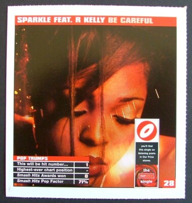 Smash Hits Songwords card   Sparkle Featuring R Kelly   Be Careful   R* 28