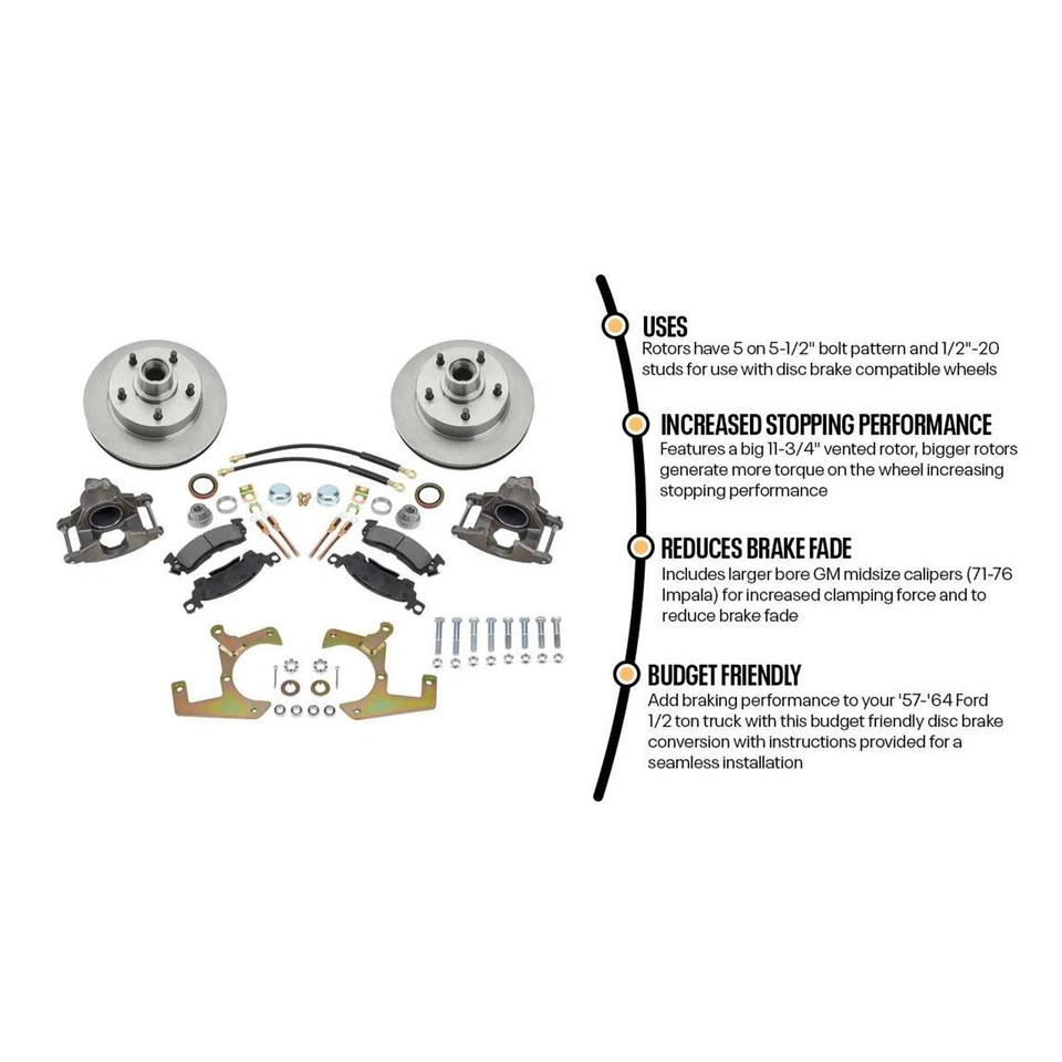 Speedway Motors 57-64 Ford F100 Truck Complete Deluxe Bolt On Disc Brake Kit - Image 2 of 4