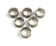 CW 6 zarte, kleine Serviettenringe Dekor Rose 800 er Silber Serviettenhalter