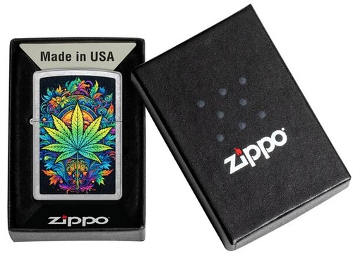 Zippo 46575, Cannabis Leaf Design, Street Chrome Finish Lighter, NEW - 第 3/3 張圖片