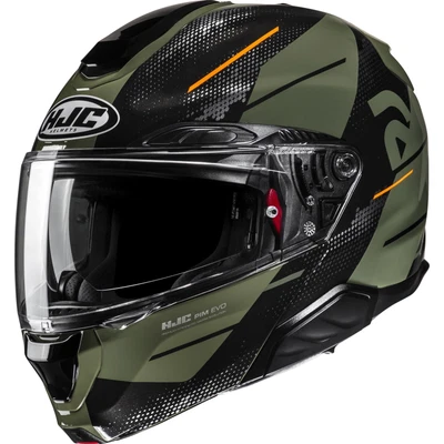 Motorrad Helm L - HJC RPHA 91 Blat Klapphelm - schwarz-olivgrün-orange - Bild 1 von 3