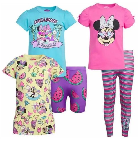 5-Pc. Set Disney Junior™ 3-Tops Leggings Shorts MINNIE or PRINESS NEW - Picture 21 of 22