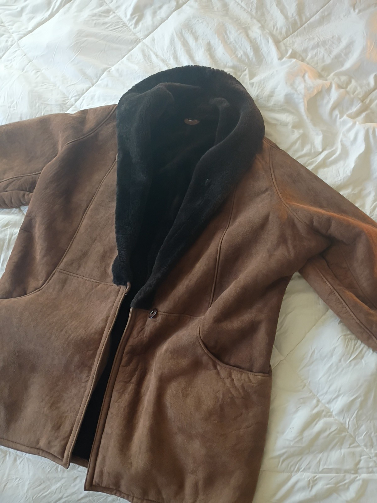 Brown Suede Leather With Fur Large Jacket