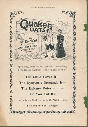 Magazine Ad - 1894 - Quaker Oats Co., - Battle Creek, MI