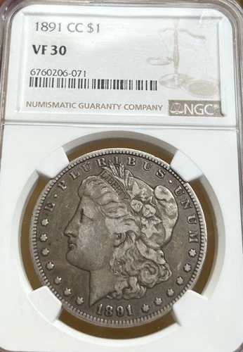 1891-CC Morgan Silver Dollar NCG VF30 Classic Patina Carson City