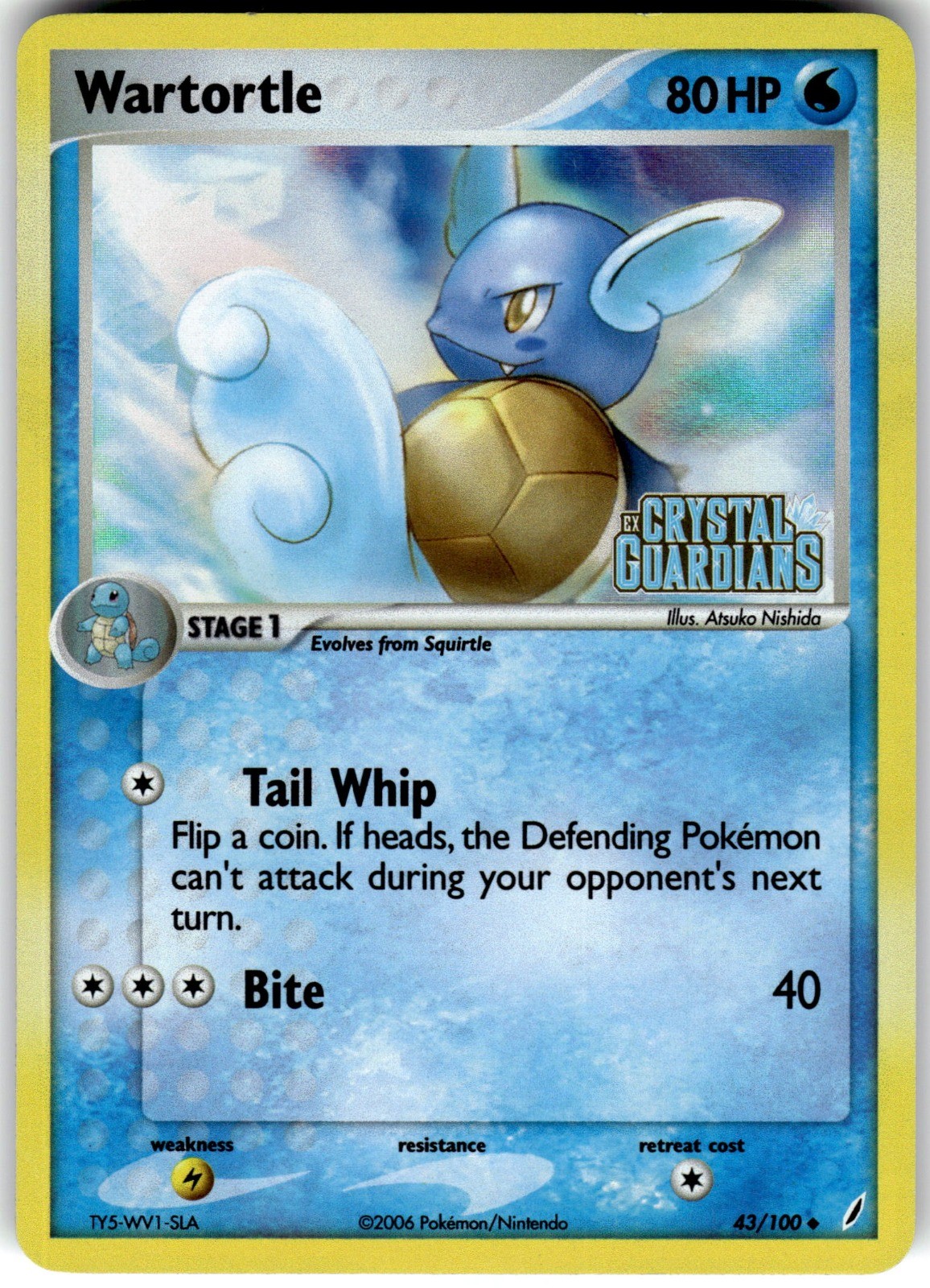 Wartortle - 043/100 Reverse Holo EX Crystal Guardians 43/100 2006 NM