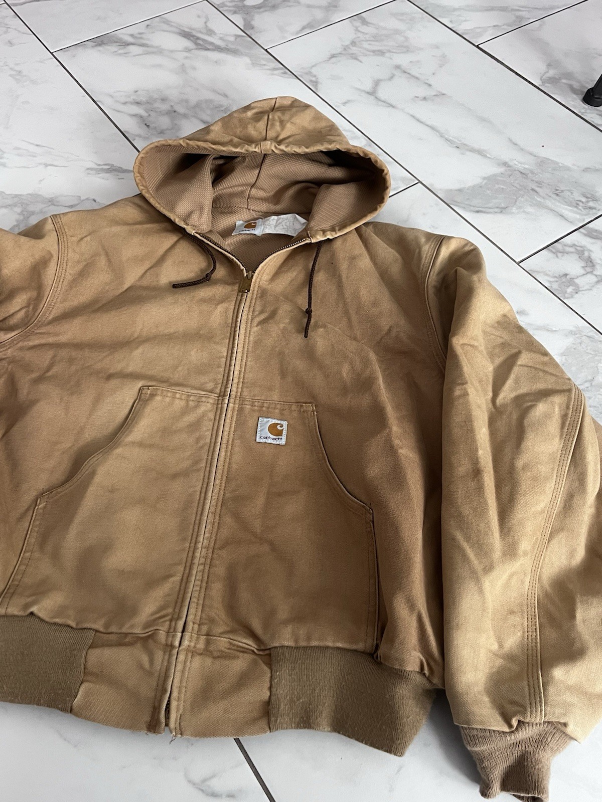 Rare 90's Carhartt Tan Thermal Lined Duck Jacket - Vintage Find image 2