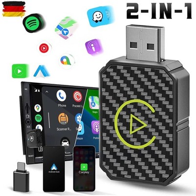 Mini 2-in-1 Wireless CarPlay Android Auto Bluetooth USB Adapter für iPhone Andro