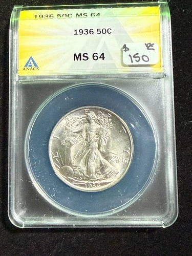 1936 WALKING LIBERTY HALF DOLLAR  ANACS MS 64