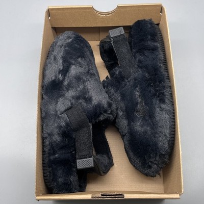 Womens  Sz 5 - Nike Calm Mule Slides Size Black Fuzzy FZ3119 001
