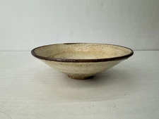 Y9790 CHAWAN Mino-ware flat bowl Seto Karatsu Japan antique tea ceremony pottery