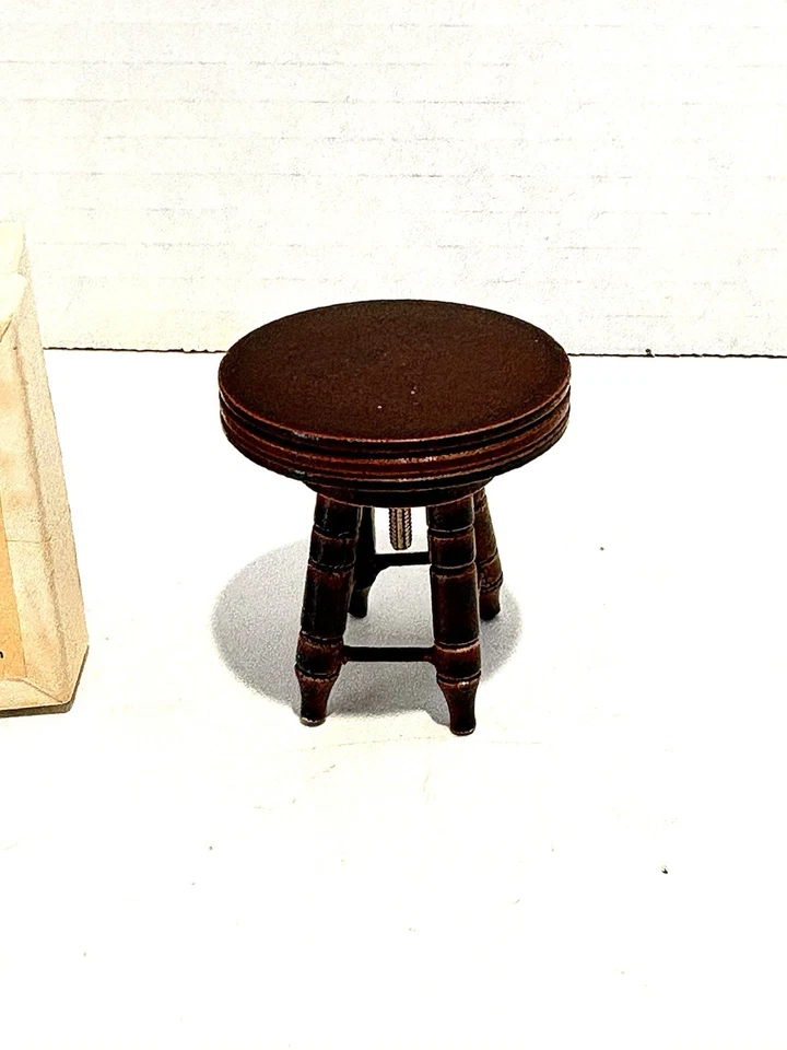 1:12 Miniature Revolving Piano Stool W/ Original Box, Dollhouse Accessories - Image 2 of 3