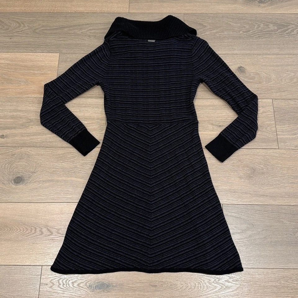 PRANA Coal Black Monica Sweater Dress Long Sleeve Cowl Neck Wool Knit Size M - Image 2 of 4