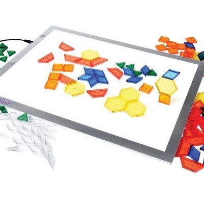 Constructive Playthings Kids LED Light Panel with Translucent Pattern Blocks ...